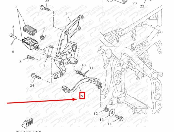 TENERE 700 ARKA FREN PEDALI (2020-2024)