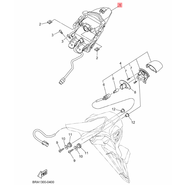 YAMAHA R25 (2025 MODEL) ARKA STOP KOMPLE