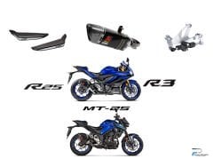 YAMAHA R3/R25/MT25 3'LÜ PAKET (AKRAPOVİC-YAN KORUMA-QSS)